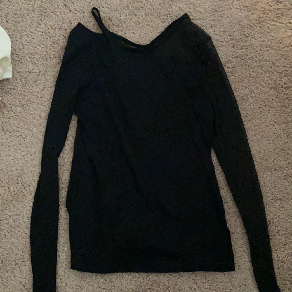 Black mesh sleeve top